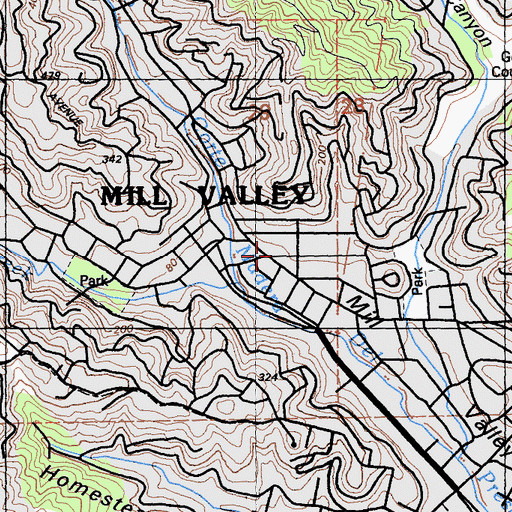 Topographic Map of Mill Valley, CA
