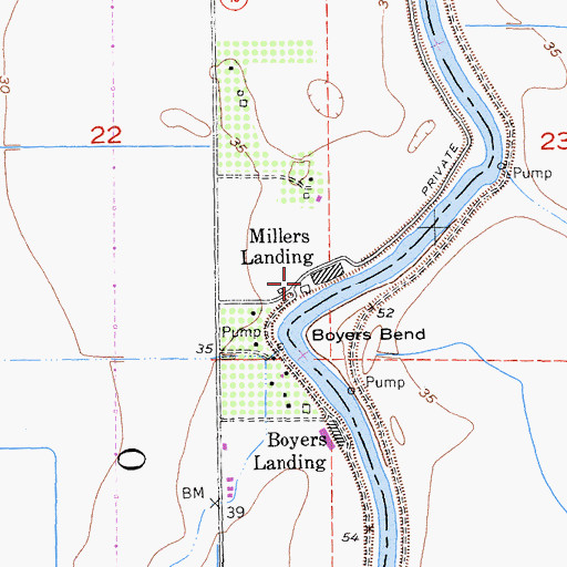Topographic Map of Millers Landing, CA