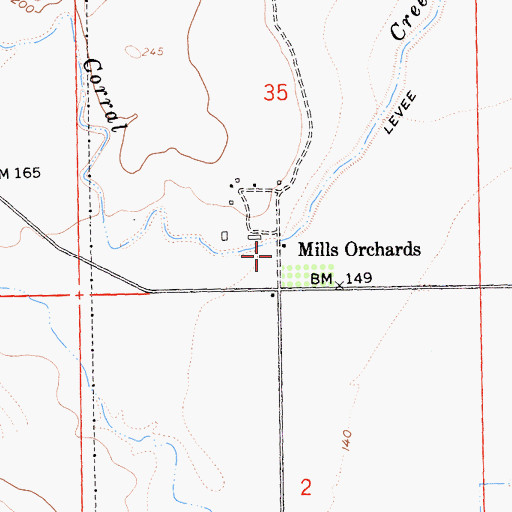 Topographic Map of Mills Orchards, CA