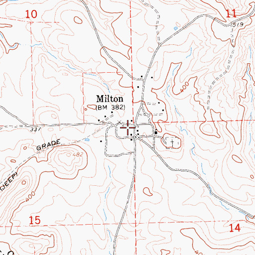 Topographic Map of Milton, CA
