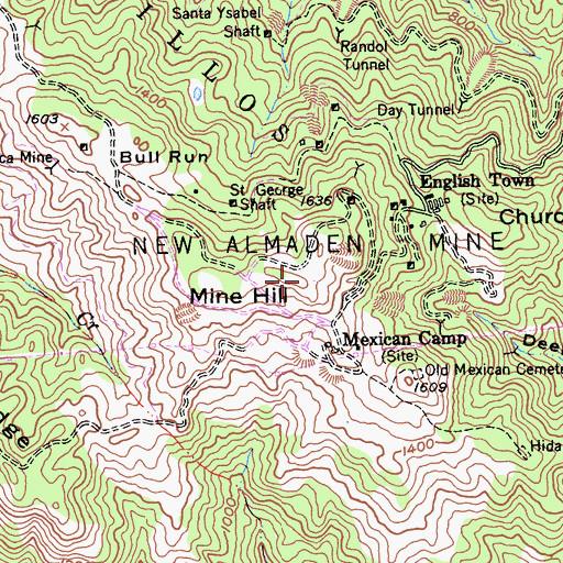 Topographic Map of Mine Hill, CA