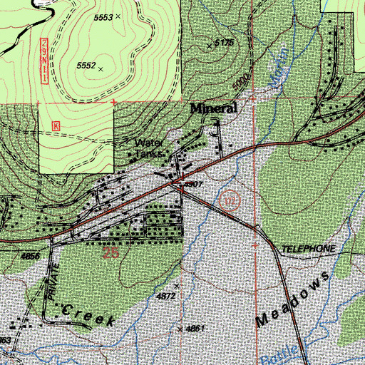 Topographic Map of Mineral, CA