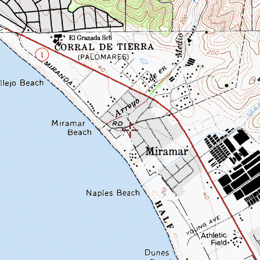 Topographic Map of Miramar, CA