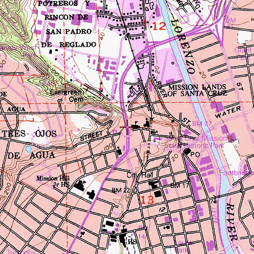Topographic Map of Mission Hospital, CA