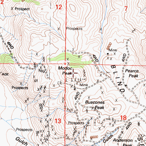 Topographic Map of Modoc Peak, CA