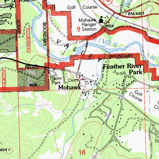 Topographic Map of Mohawk, CA