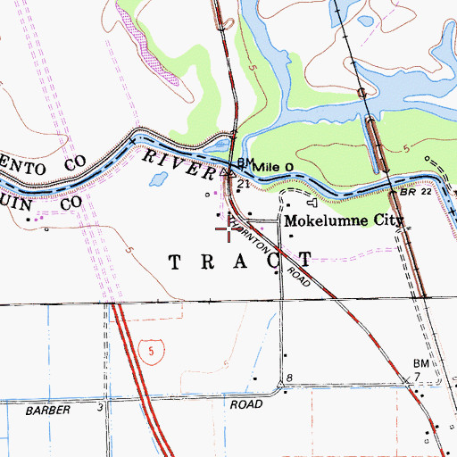 Topographic Map of Mokelumne City, CA