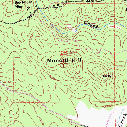 Topographic Map of Monotti Hill, CA