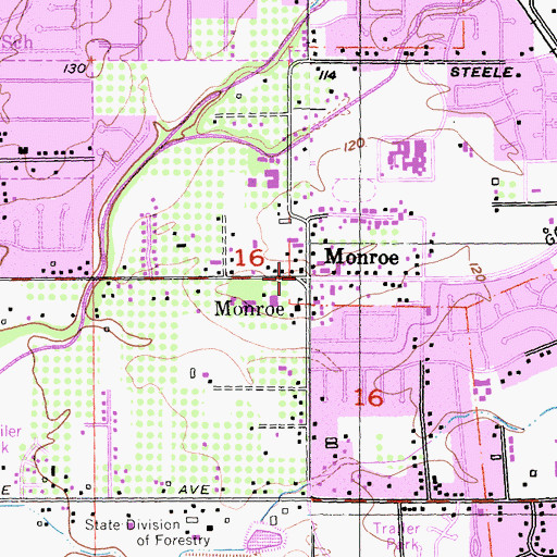 Topographic Map of Monroe, CA
