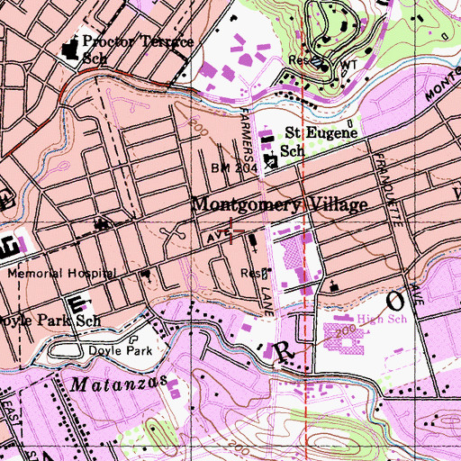 Topographic Map of Montgomery Village, CA