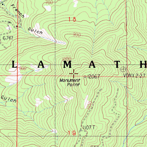 Topographic Map of Monument Point, CA