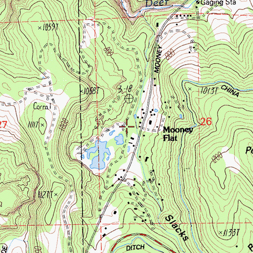 Topographic Map of Mooney Flat, CA