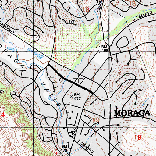 Topographic Map of Moraga, CA