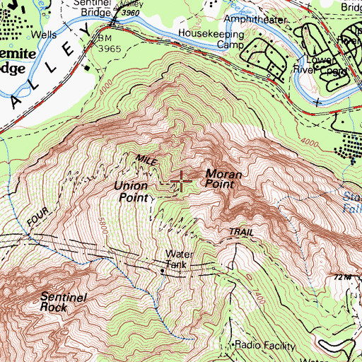 Topographic Map of Moran Point, CA