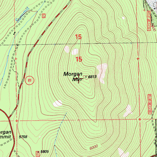 Topographic Map of Morgan Mountain, CA