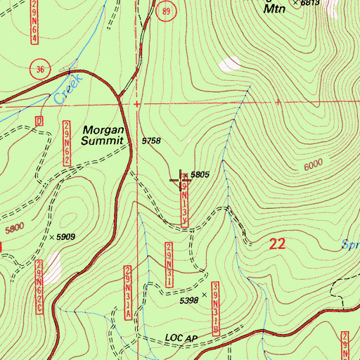Topographic Map of Morgan Summit, CA