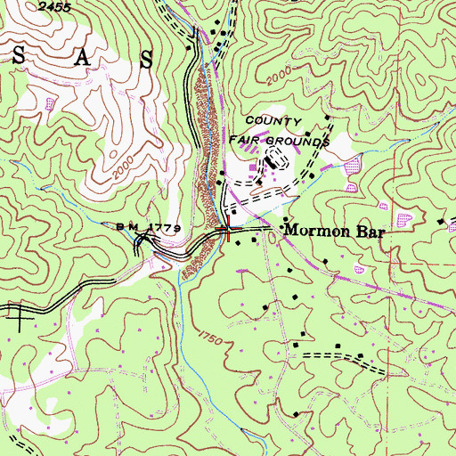 Topographic Map of Mormon Bar, CA