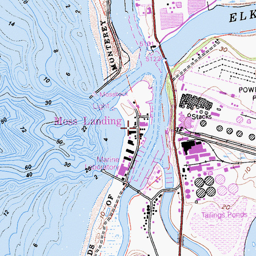 Topographic Map of Moss Landing, CA