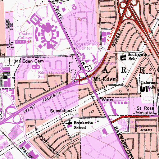 Topographic Map of Mount Eden, CA