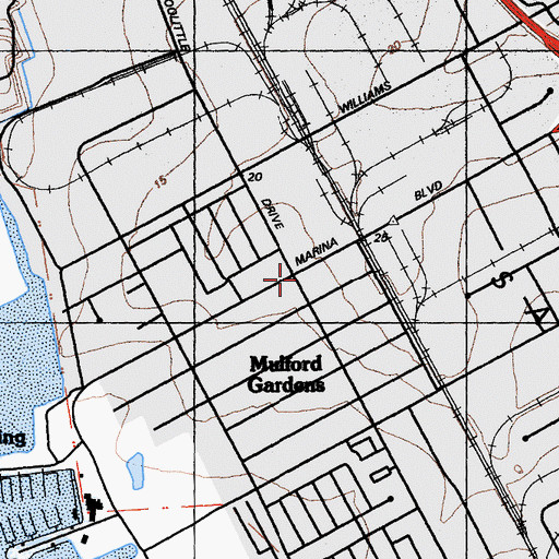 Topographic Map of Mulford Gardens, CA
