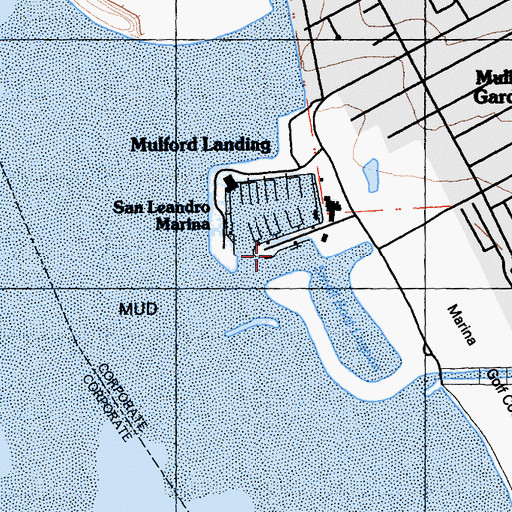 Topographic Map of Mulford Landing, CA