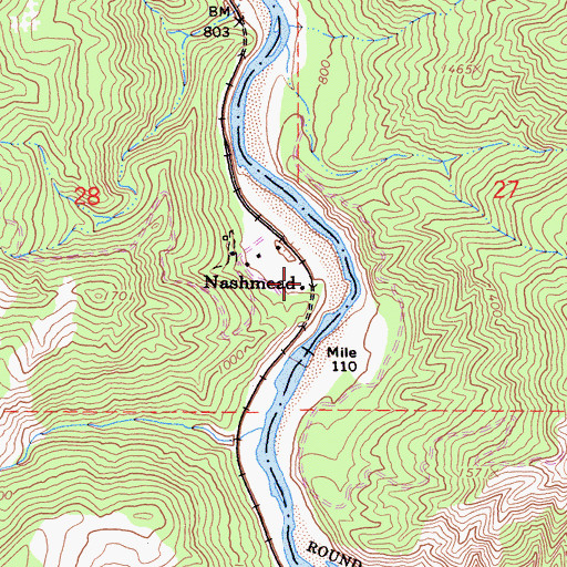 Topographic Map of Nashmead, CA