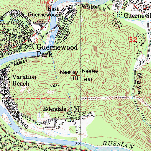 Topographic Map of Neeley Hill, CA