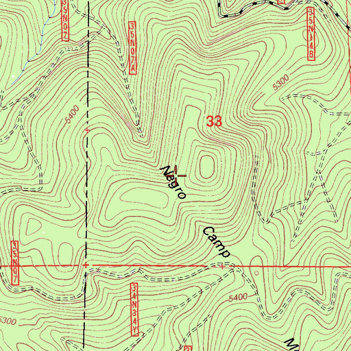 Topographic Map of Negro Camp Mountain, CA