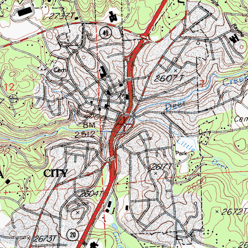 Topographic Map of Nevada City, CA