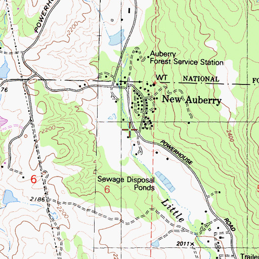 Topographic Map of New Auberry, CA