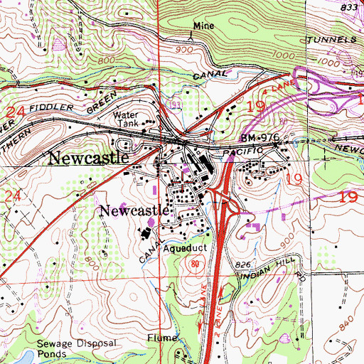 Topographic Map of Newcastle, CA