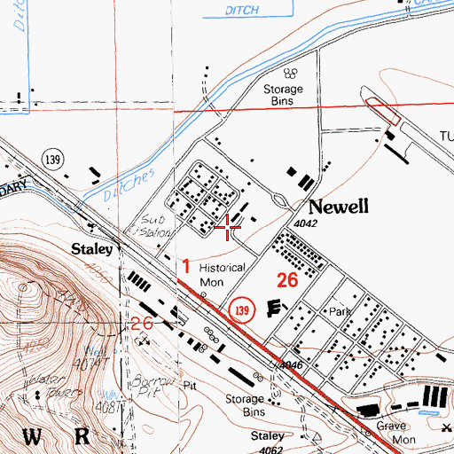 Topographic Map of Newell, CA