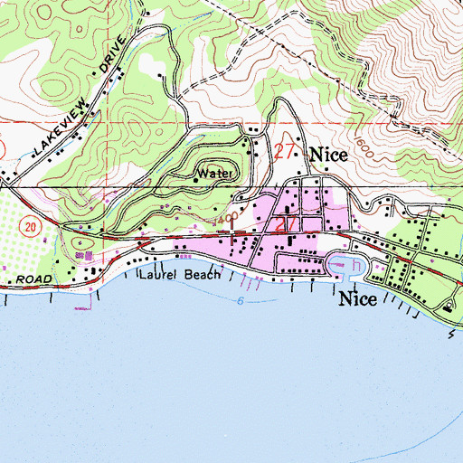 Topographic Map of Nice, CA