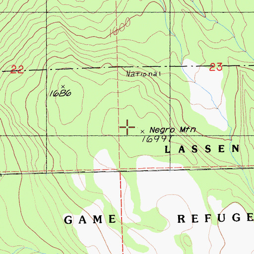 Topographic Map of Negro Mountain, CA