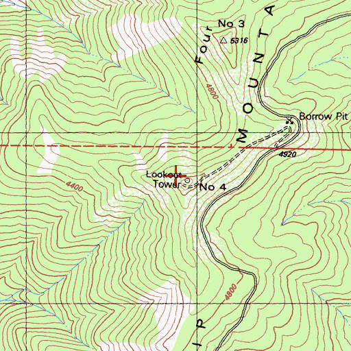 Topographic Map of Number Four, CA