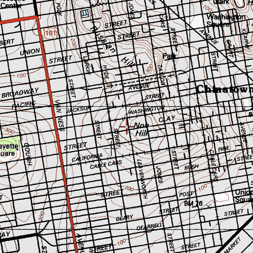 Topographic Map of Nob Hill, CA