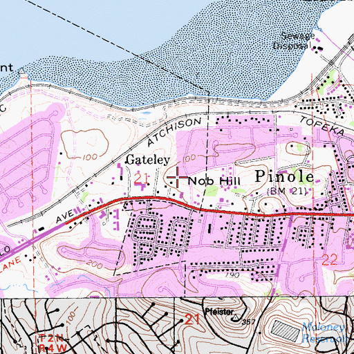 Topographic Map of Nob Hill, CA