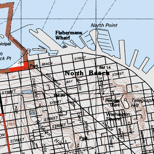 Topographic Map of North Beach, CA