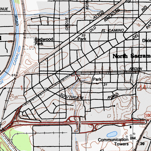 Topographic Map of North Sacramento, CA