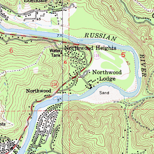 Topographic Map of Northwood Lodge, CA
