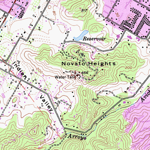 Topographic Map of Novato Heights, CA