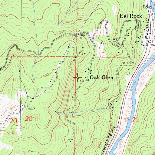 Topographic Map of Oak Glen, CA