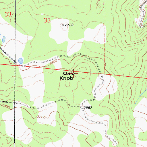 Topographic Map of Oak Knob, CA