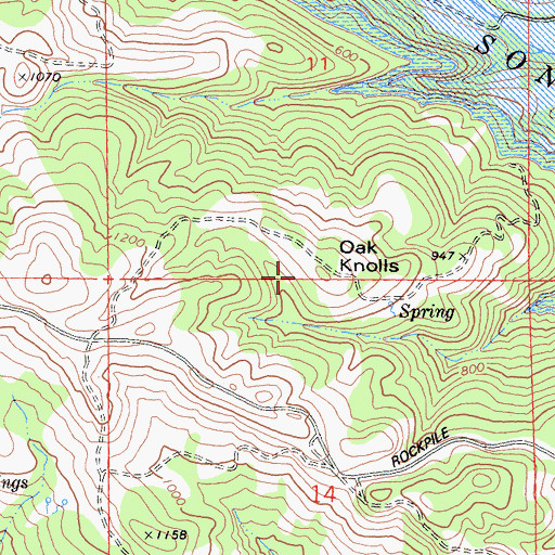 Topographic Map of Oak Knolls, CA