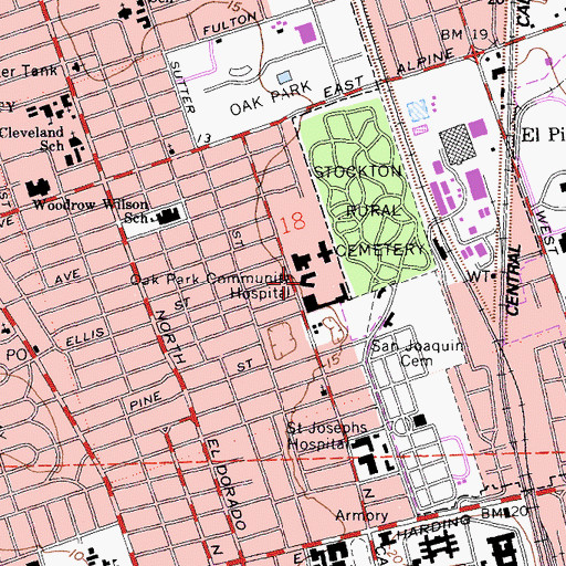 Topographic Map of Dignity Health Saint Joseph's Behavioral Health Center, CA