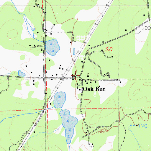 Topographic Map of Oak Run, CA