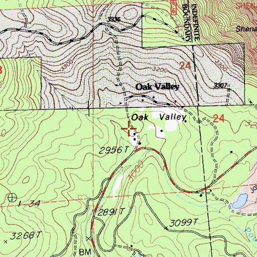 Topographic Map of Oak Valley, CA
