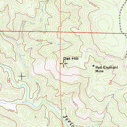 Topographic Map of Oat Hill, CA