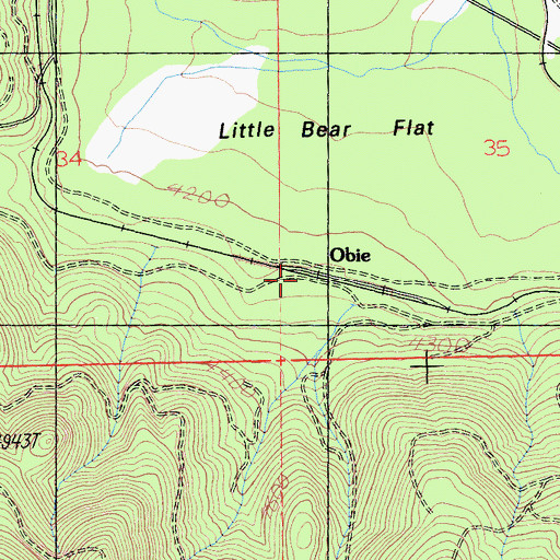 Topographic Map of Obie, CA