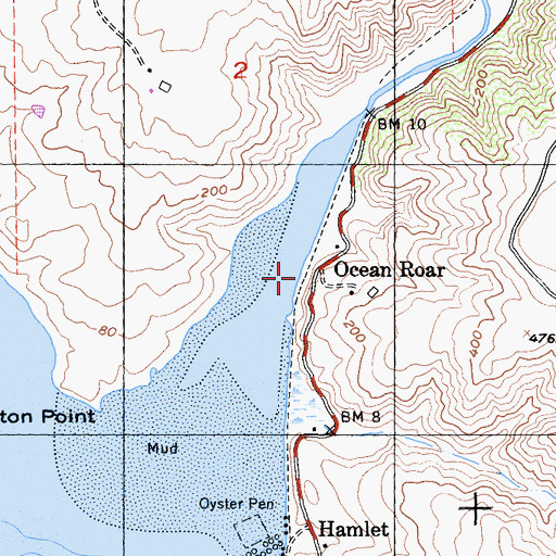 Topographic Map of Ocean Roar, CA